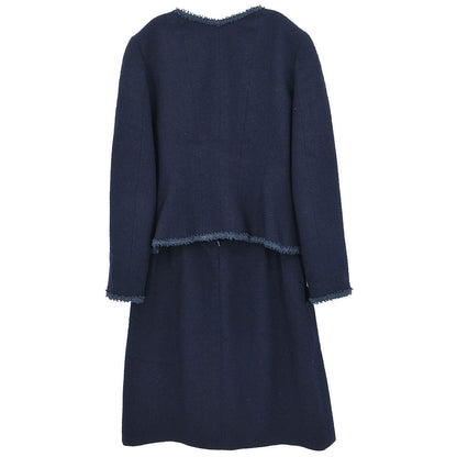 Chanel Setup Suit Jacket Skirt Navy #42