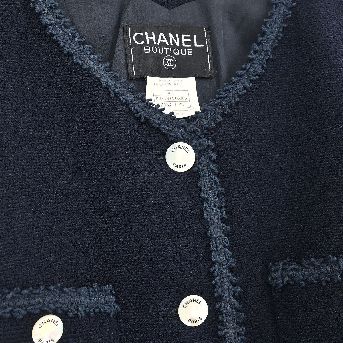 Chanel Setup Suit Jacket Skirt Navy #42