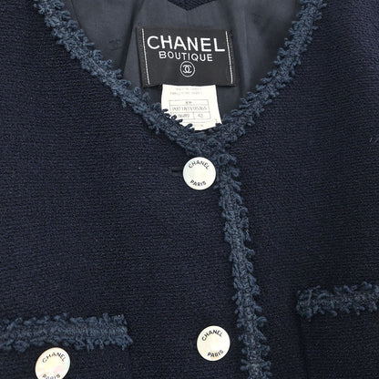 Chanel Setup Suit Jacket Skirt Navy #42