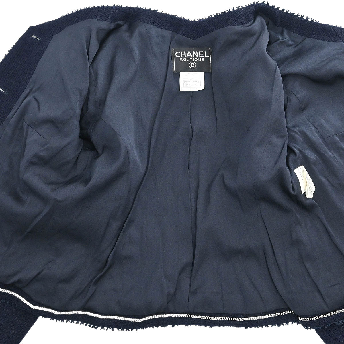 Chanel Setup Suit Jacket Skirt Navy #42