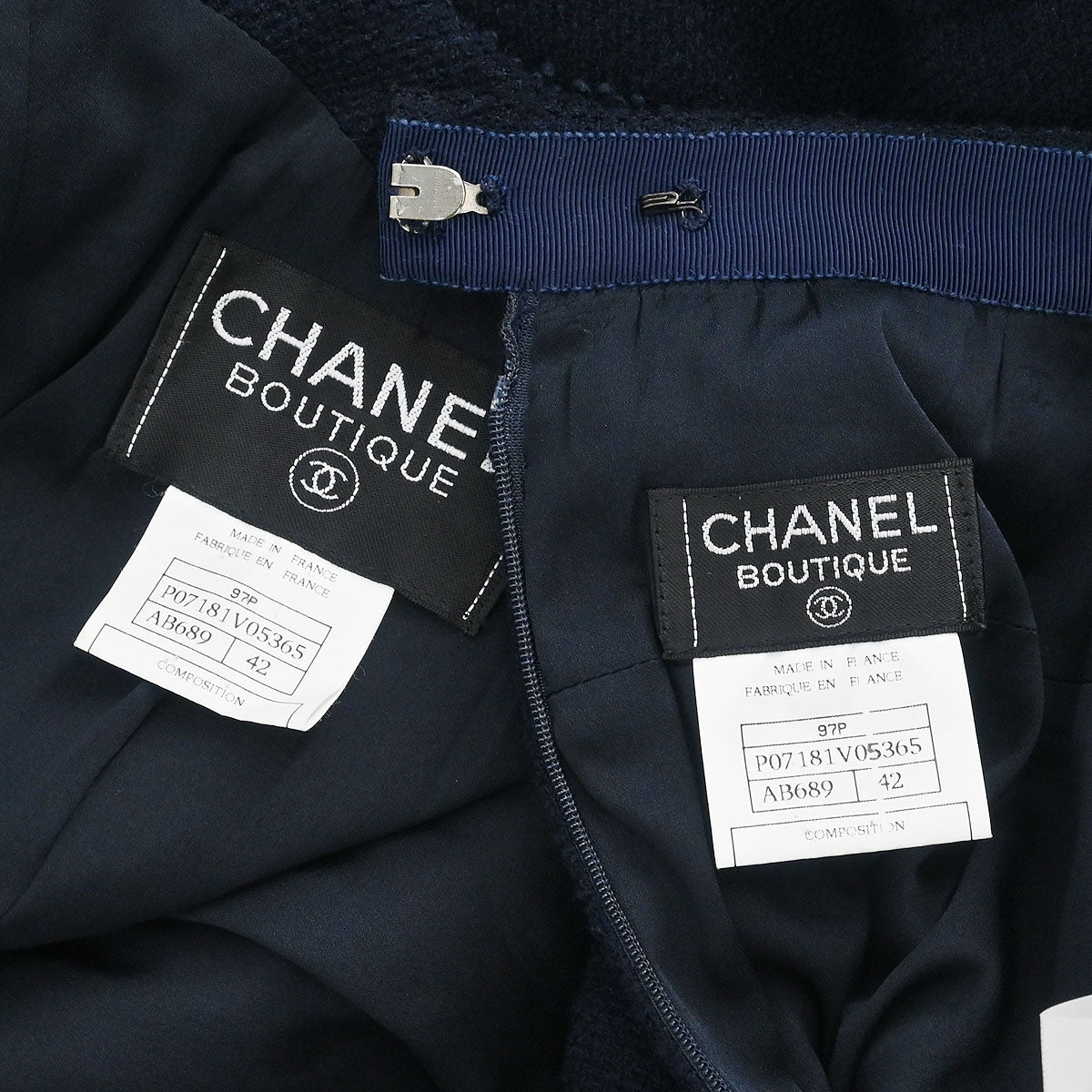Chanel Setup Suit Jacket Skirt Navy #42