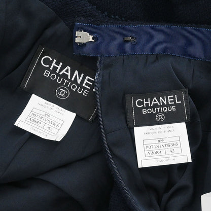 Chanel Setup Suit Jacket Skirt Navy #42