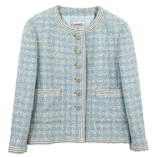 Chanel Single Breasted Jacket Light Blue #42