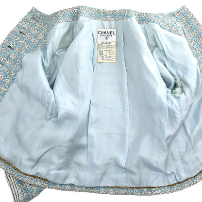 Chanel Single Breasted Jacket Light Blue #42