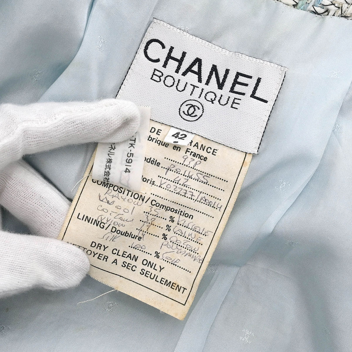 Chanel Single Breasted Jacket Light Blue #42