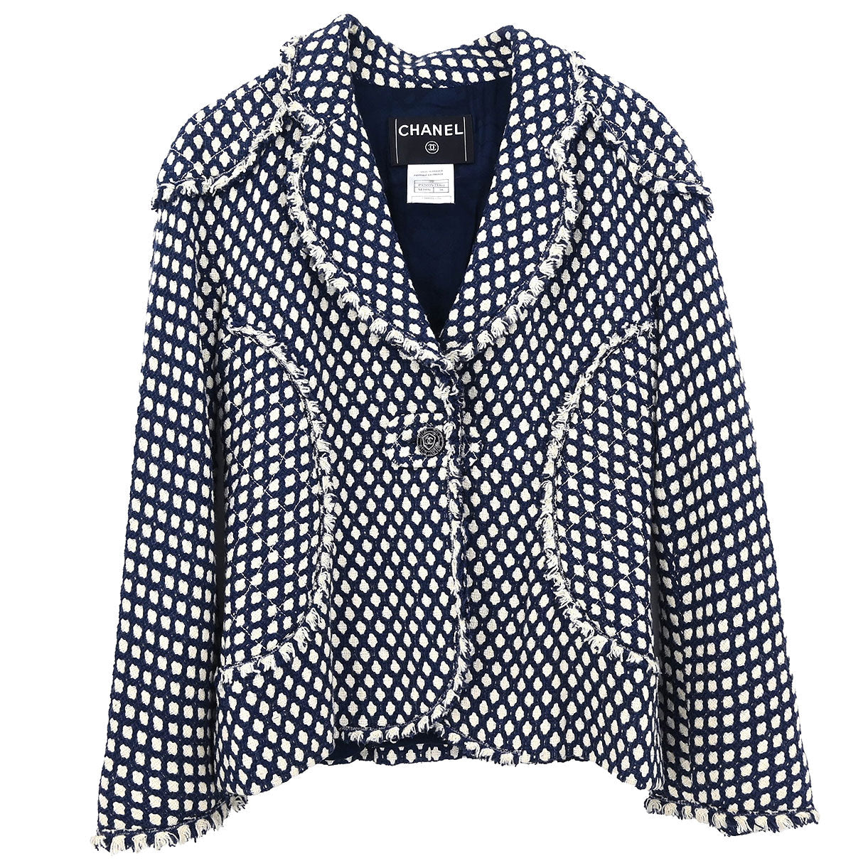 Chanel Single Breasted Jacket Navy #38