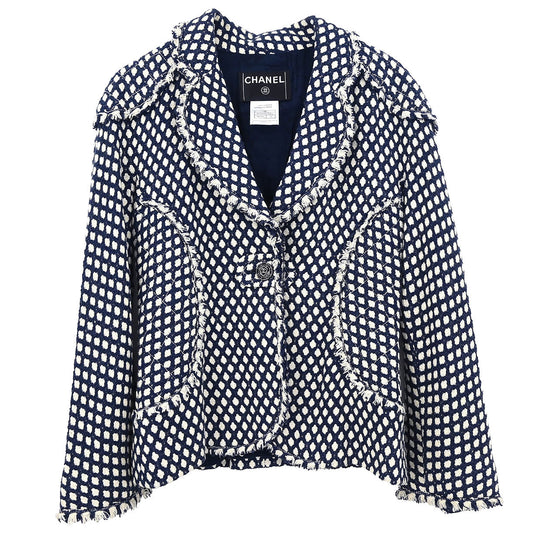 Chanel Single Breasted Jacket Navy #38