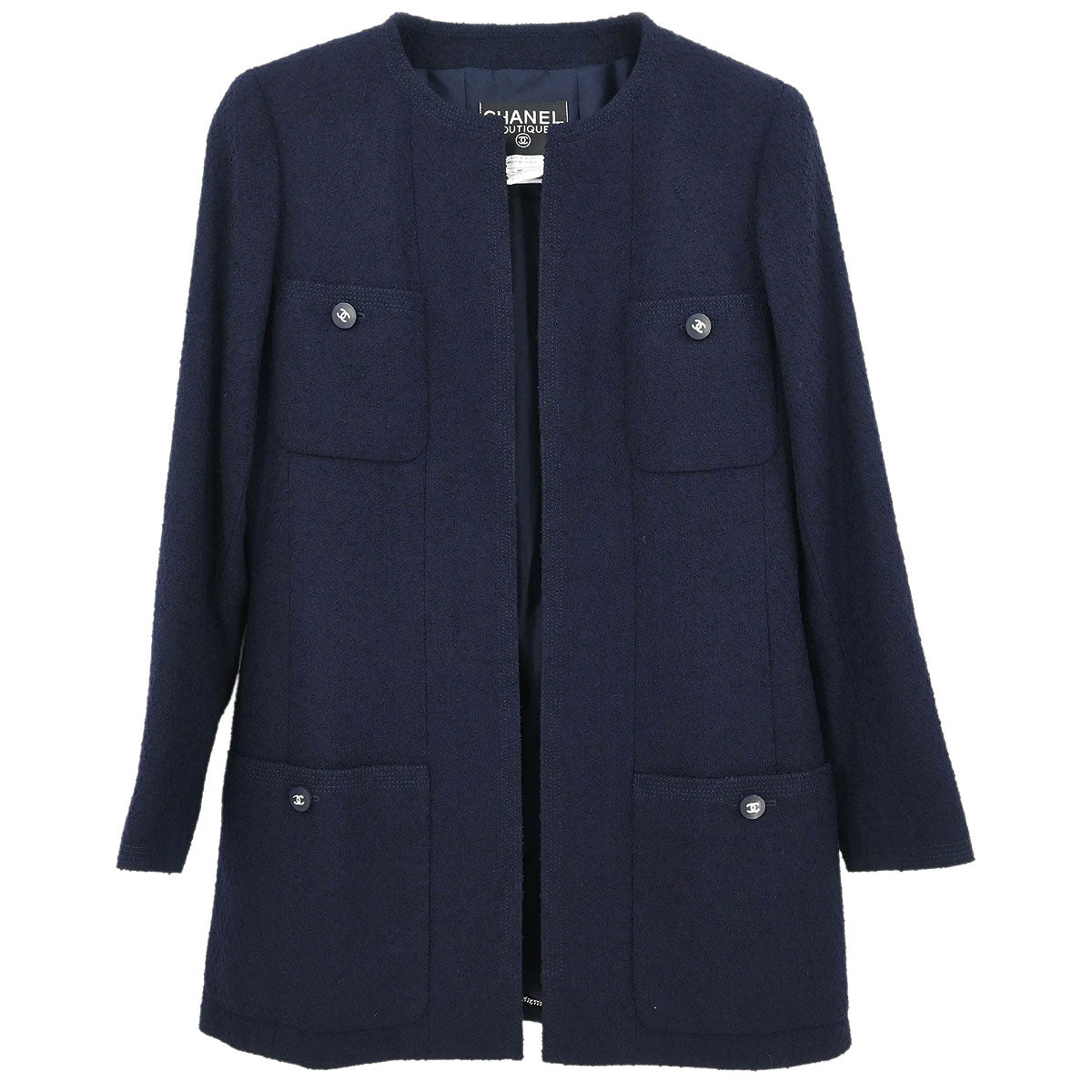 Chanel Collarless Jacket Navy #38