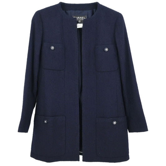 Chanel Collarless Jacket Navy #38