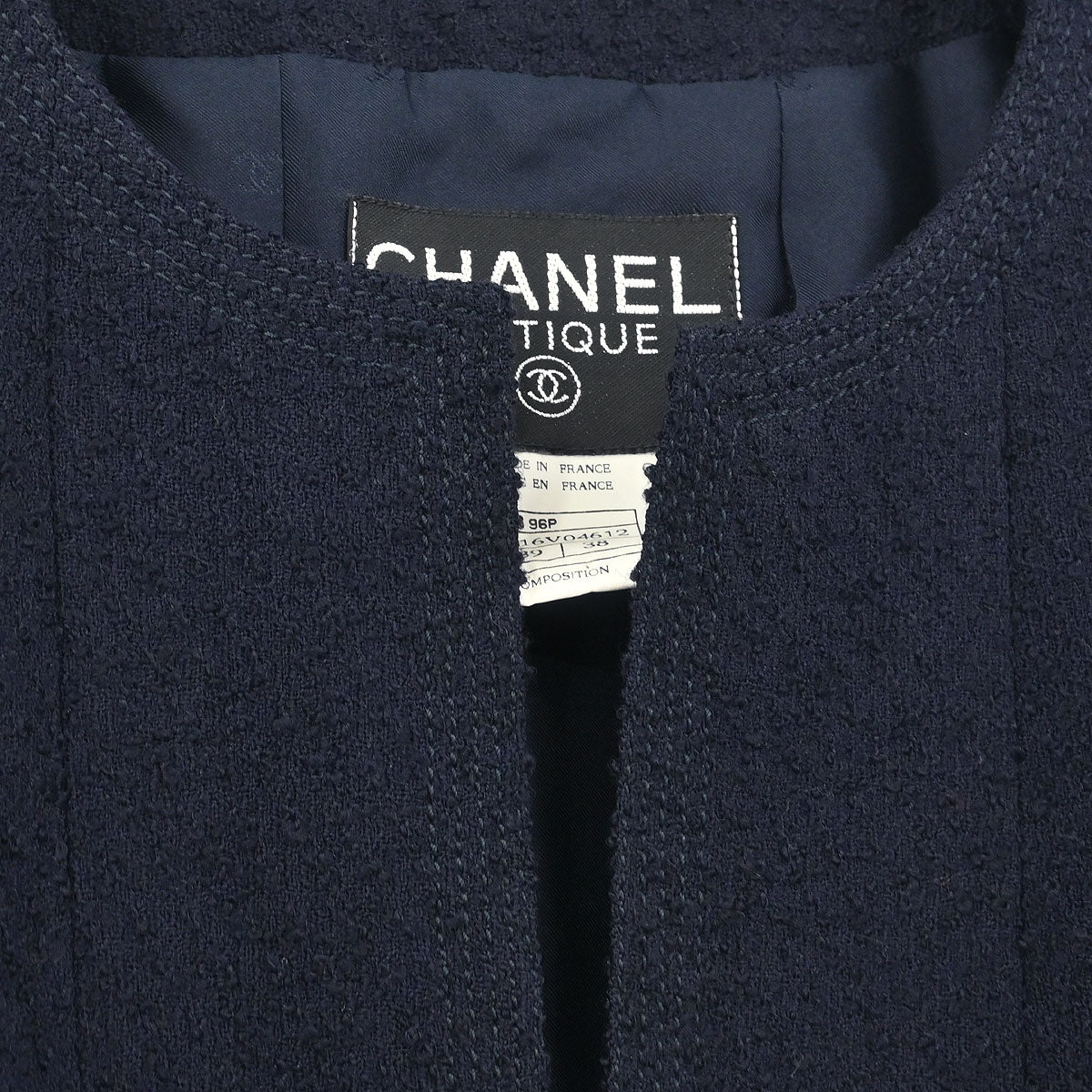 Chanel Collarless Jacket Navy #38