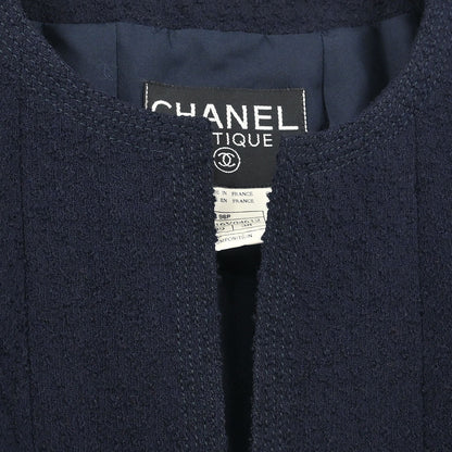 Chanel Collarless Jacket Navy #38