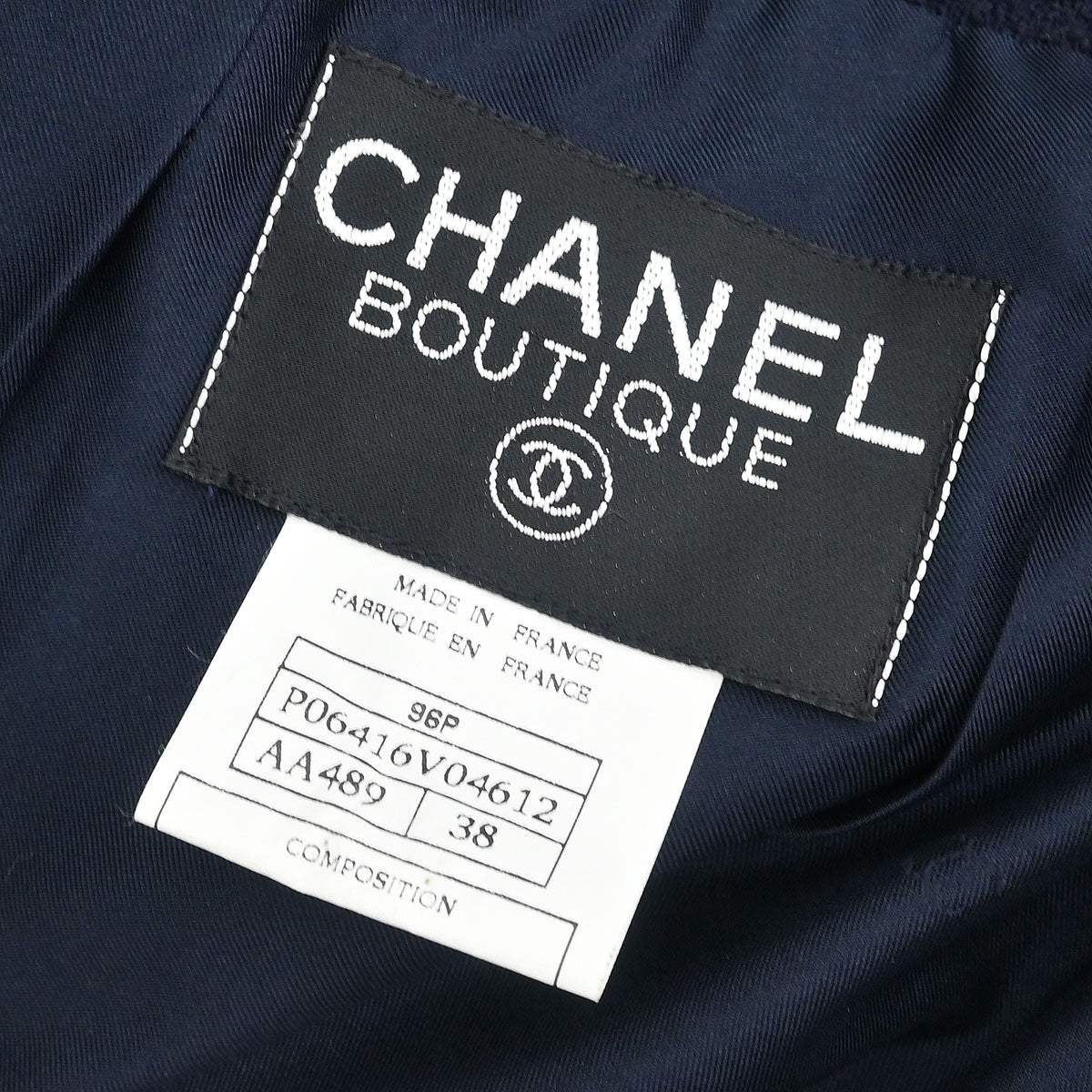 Chanel Collarless Jacket Navy #38