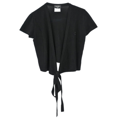 Chanel Short Sleeve Wrap Top Black #38