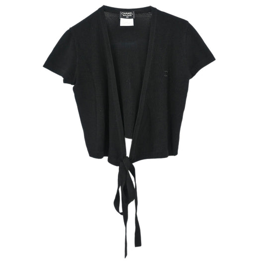 Chanel Short Sleeve Wrap Top Black #38