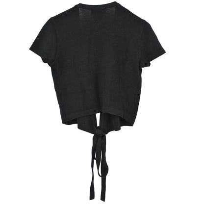 Chanel Short Sleeve Wrap Top Black #38