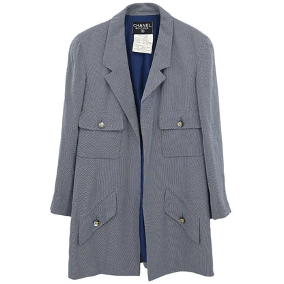 Chanel Single Breasted Jacket Navy #38