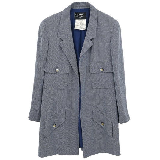 Chanel Single Breasted Jacket Navy #38