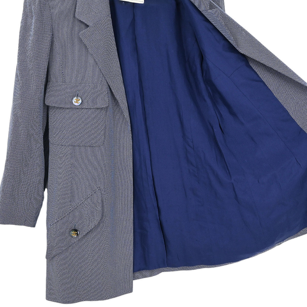 Chanel Single Breasted Jacket Navy #38