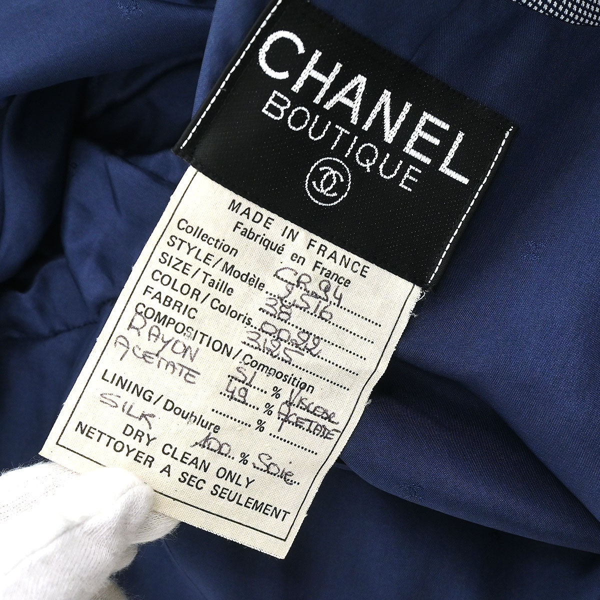Chanel Single Breasted Jacket Navy #38