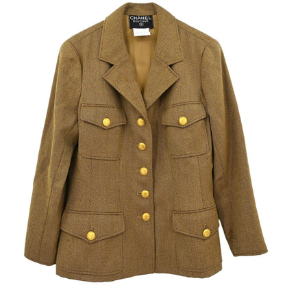 Chanel Single Breasted Jacket Brown #40
