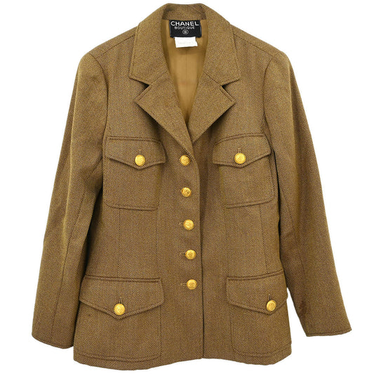 Chanel Single Breasted Jacket Brown #40