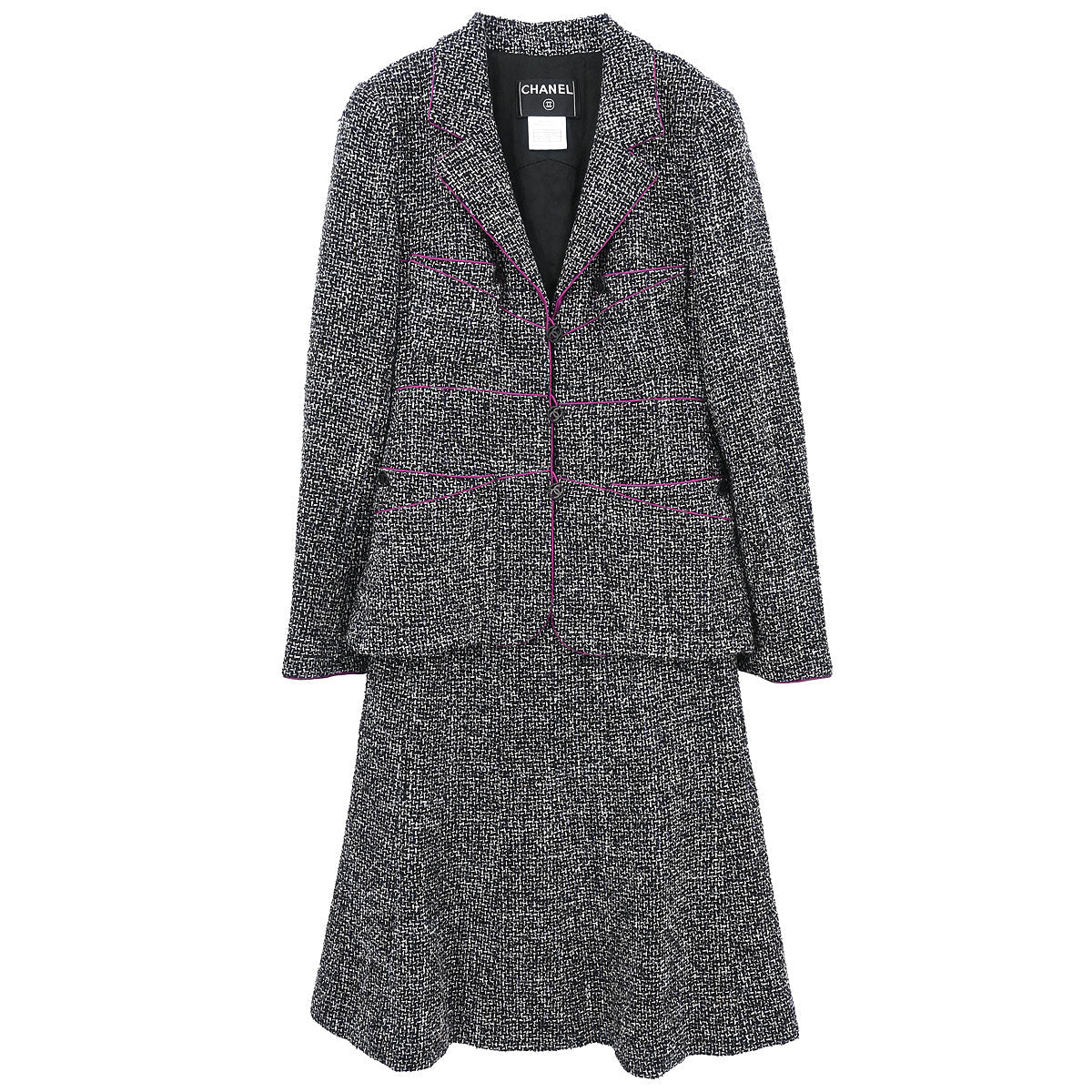 Chanel Setup Suit Jacket Skirt Black #38