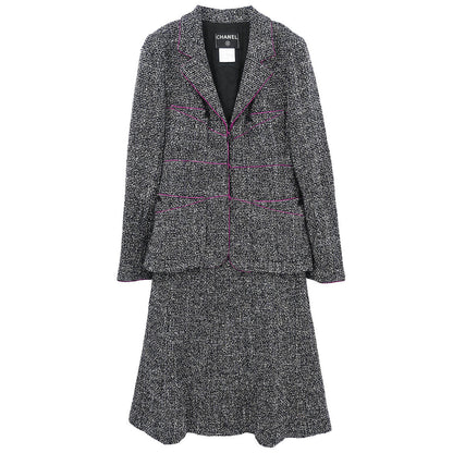 Chanel Setup Suit Jacket Skirt Black #38