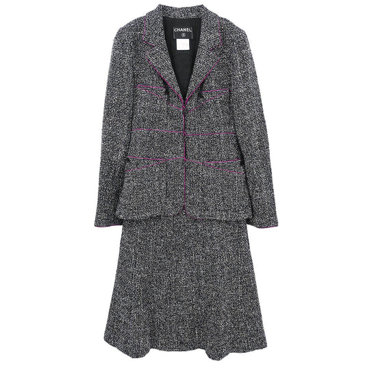 Chanel Setup Suit Jacket Skirt Black #38
