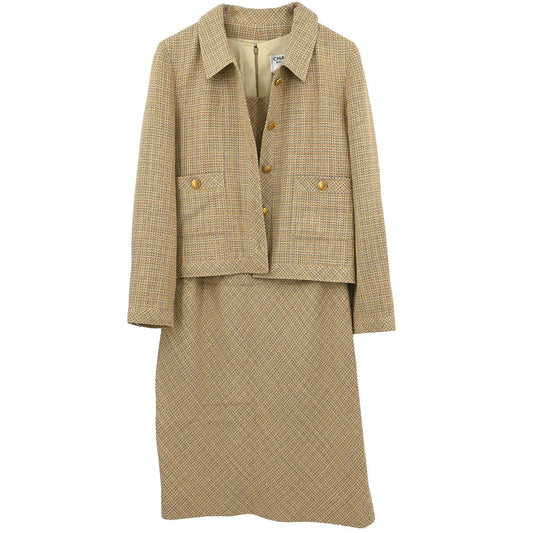 Chanel Setup Suit Jacket Sleeveless Dress Beige #38