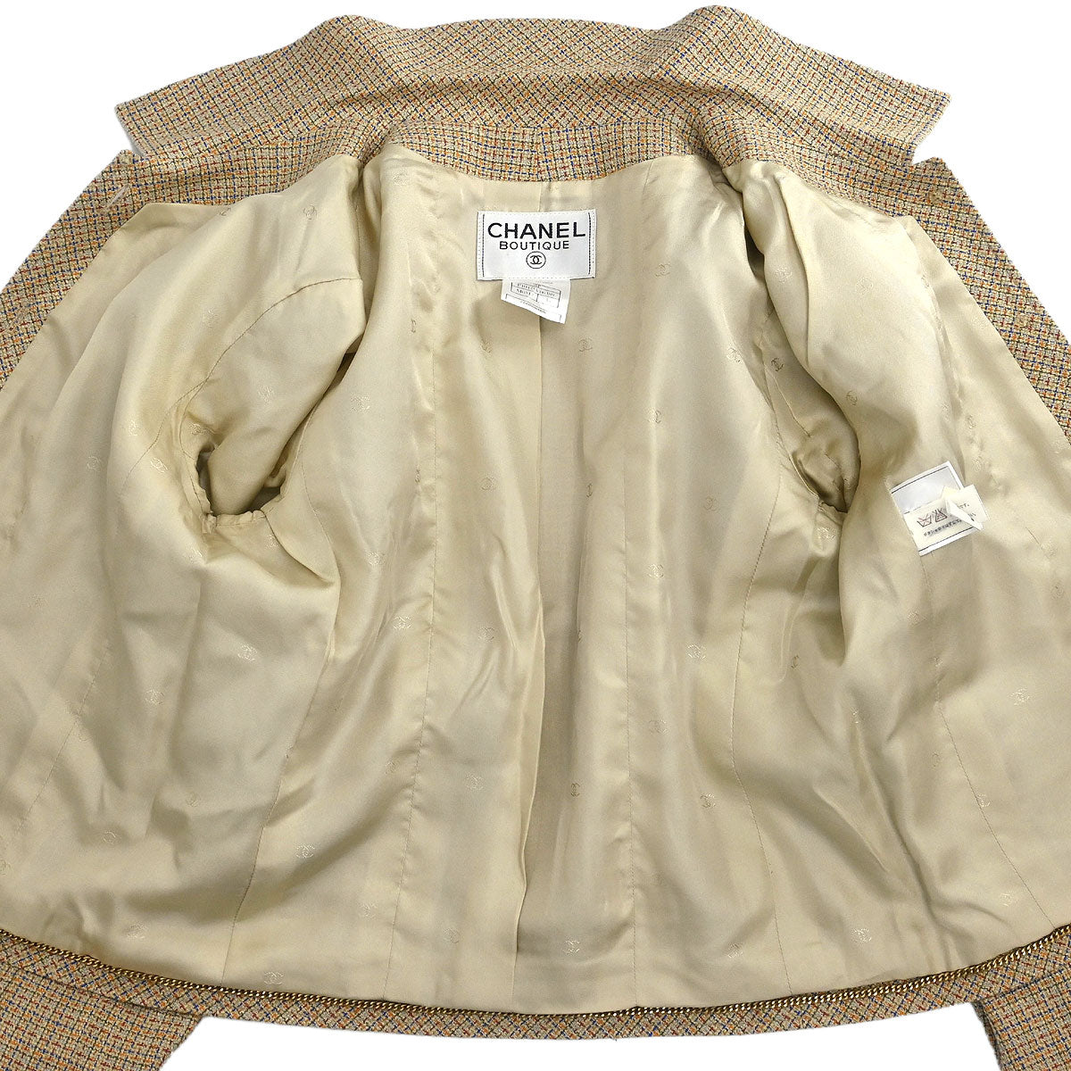 Chanel Setup Suit Jacket Sleeveless Dress Beige #38