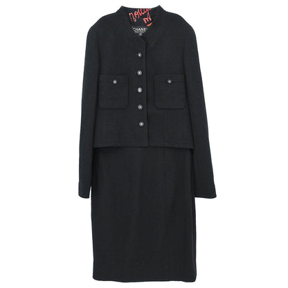 Chanel Setup Suit Jacket Skirt Black #38
