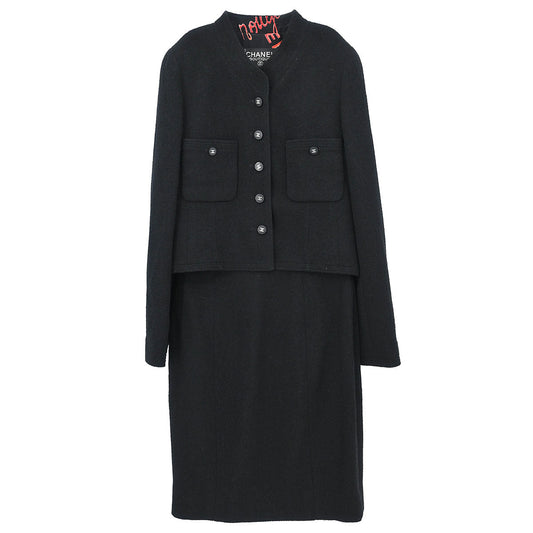 Chanel Setup Suit Jacket Skirt Black #38