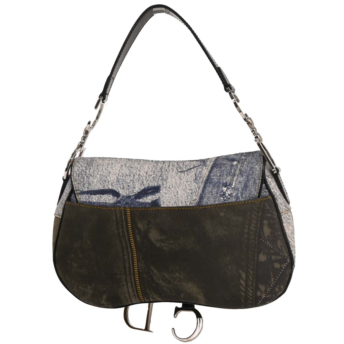 Christian Dior Light Blue Canvas Double Saddle Handbag