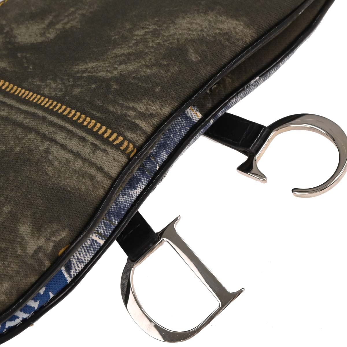Christian Dior Light Blue Canvas Double Saddle Handbag