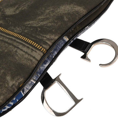 Christian Dior Light Blue Canvas Double Saddle Handbag
