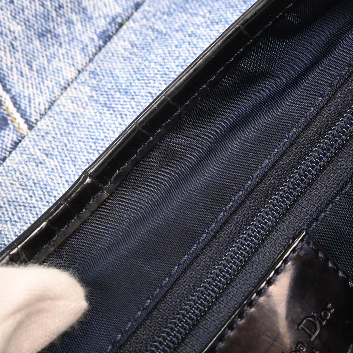Christian Dior Light Blue Canvas Double Saddle Handbag