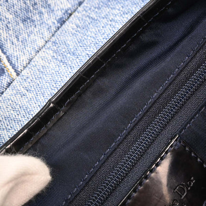 Christian Dior Light Blue Canvas Double Saddle Handbag