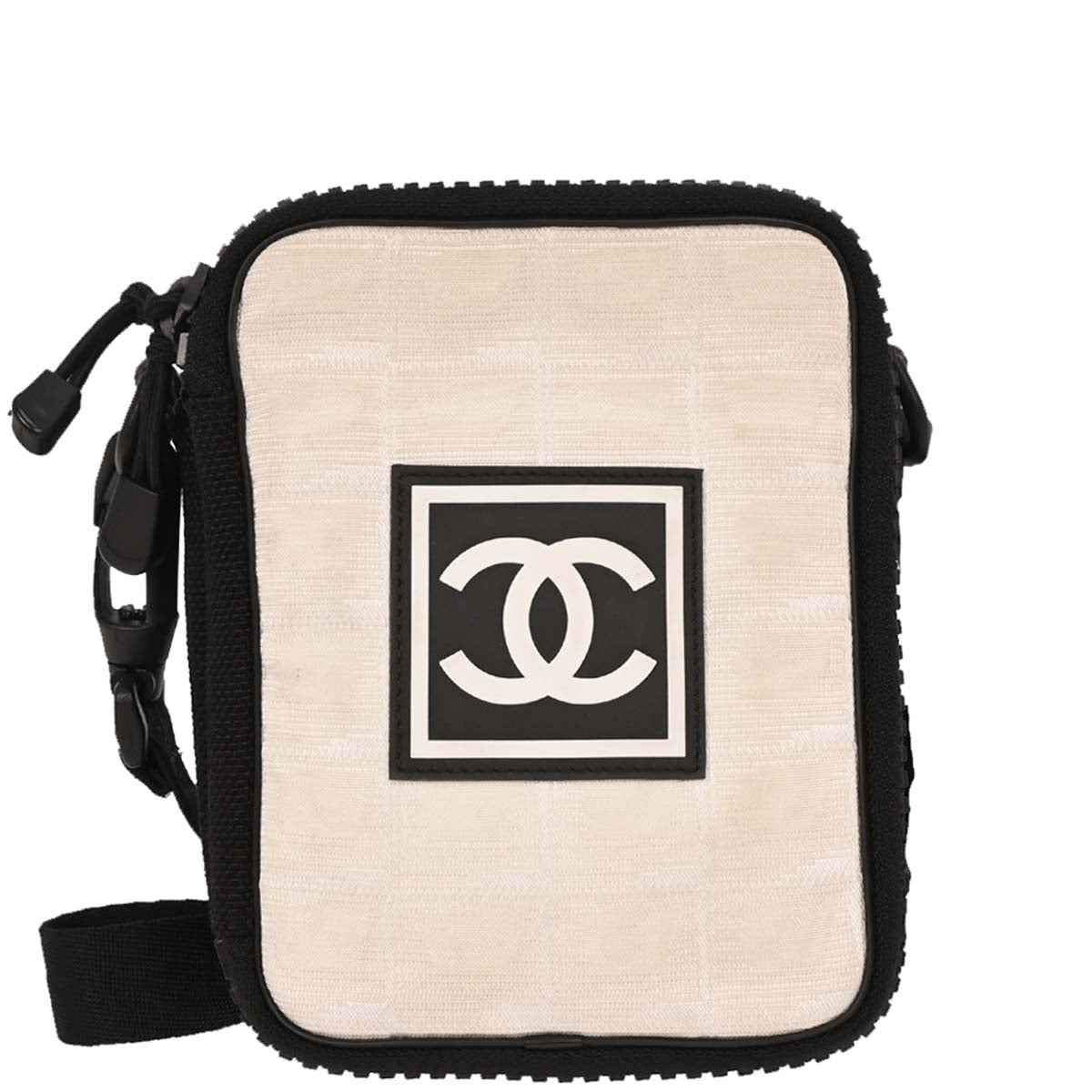 Chanel Black White Travel Line Crossbody Bag