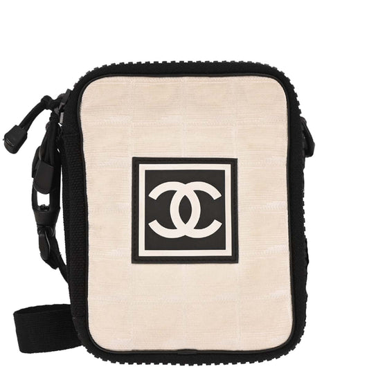 Chanel Black White Travel Line Crossbody Bag
