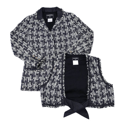 Chanel Set Jacket Vest Black #40