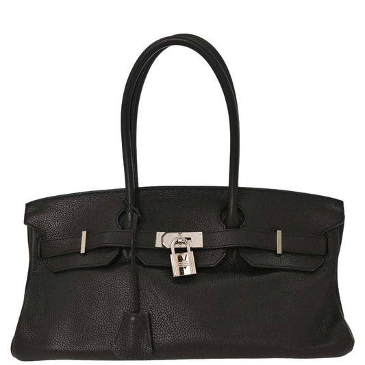Hermes Black Taurillon Clemence Shoulder Birkin Handbag