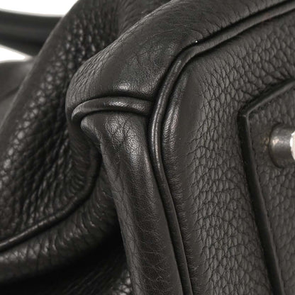 Hermes Black Taurillon Clemence Shoulder Birkin Handbag