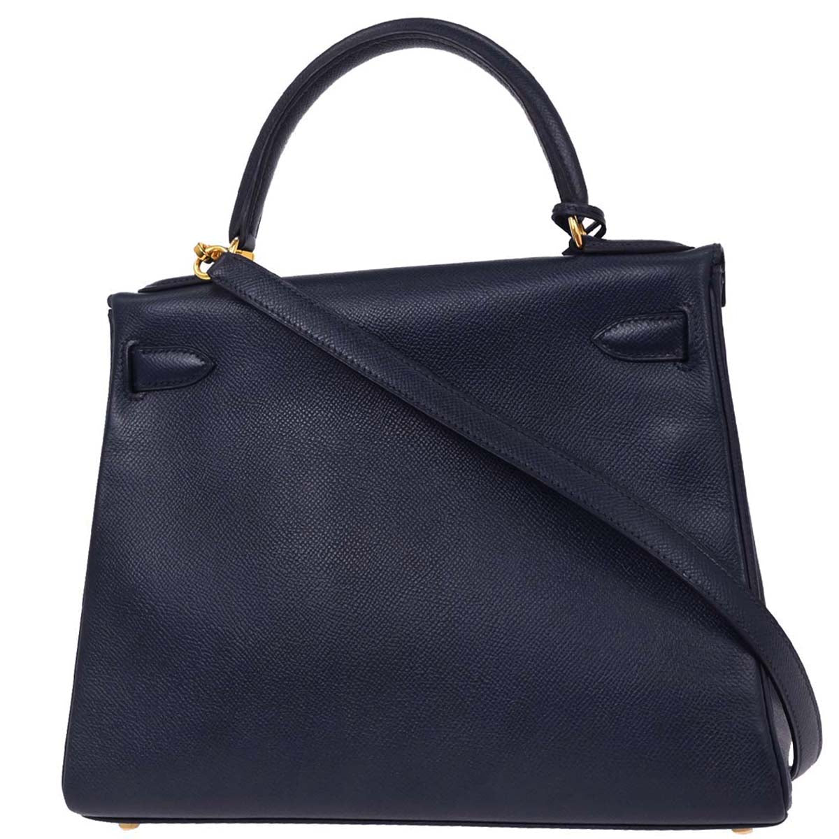 Hermes Blue Navy Courchevel Kelly 28 Retourne 2way Shoulder Handbag