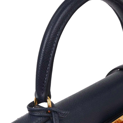 Hermes Blue Navy Courchevel Kelly 28 Retourne 2way Shoulder Handbag