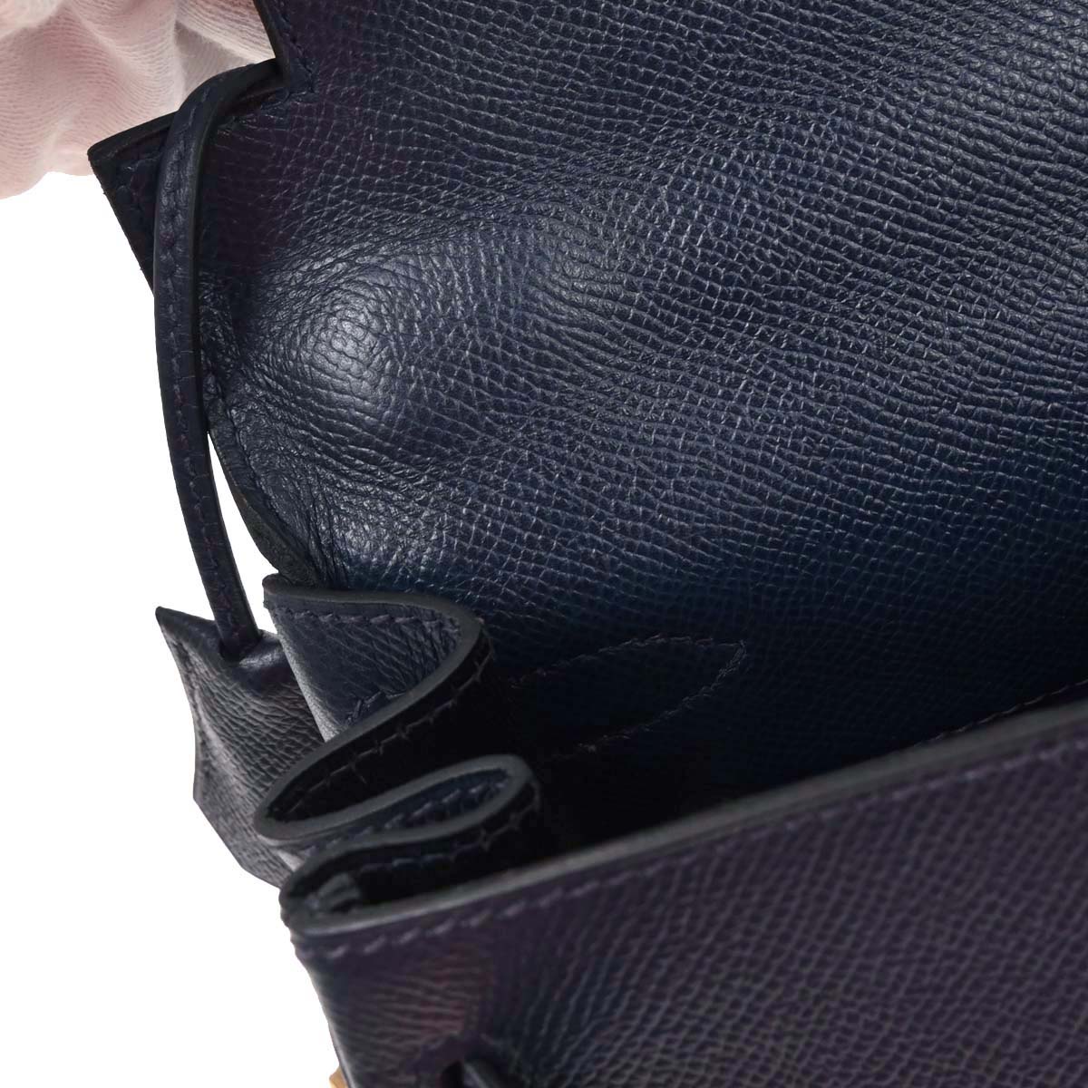 Hermes Blue Navy Courchevel Kelly 28 Retourne 2way Shoulder Handbag