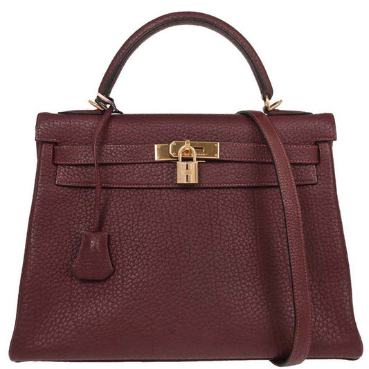 Hermes Bordeaux Fjord Kelly 32 Retourne 2way Shoulder Handbag