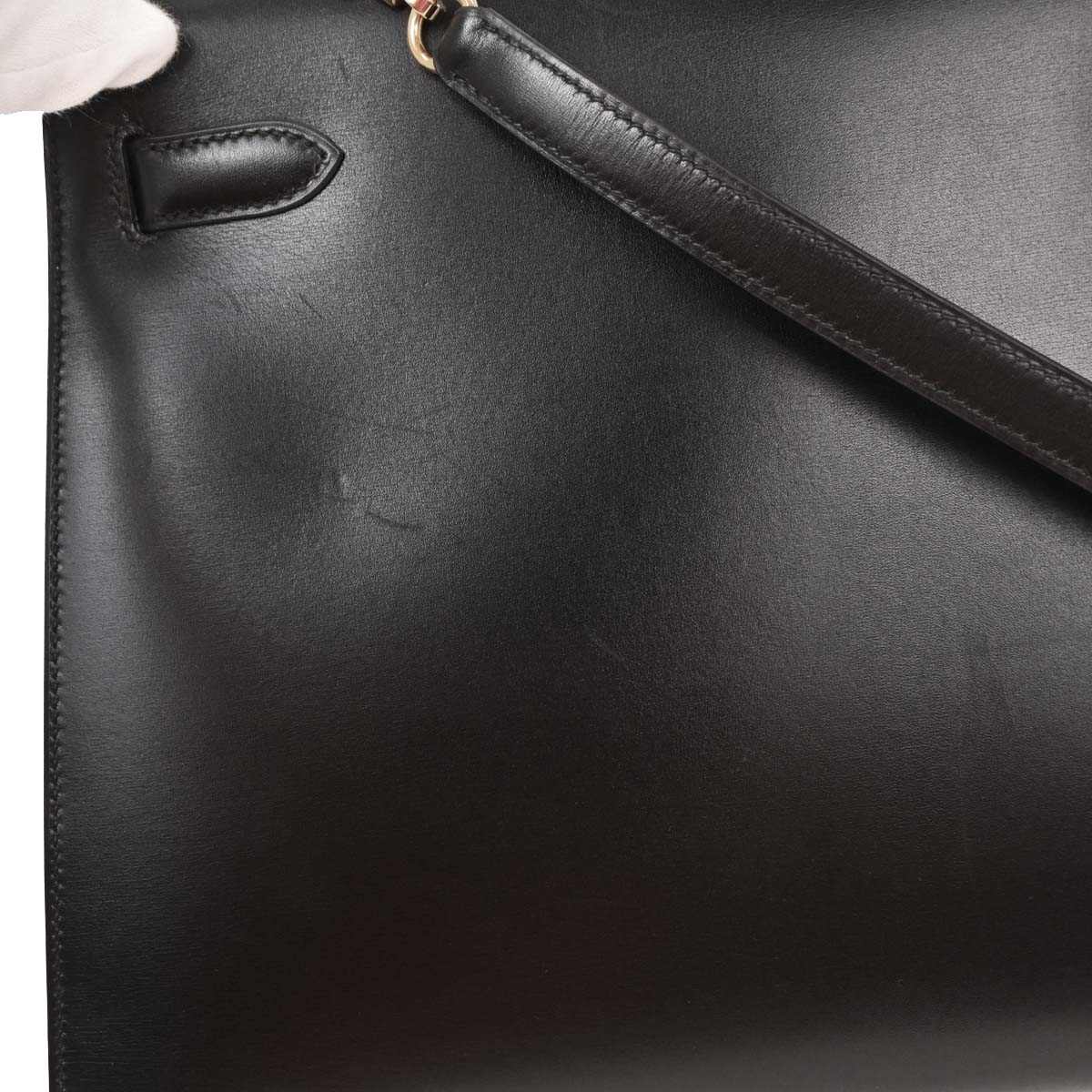 Hermes Black Box Calf Kelly 32 Sellier Handbag
