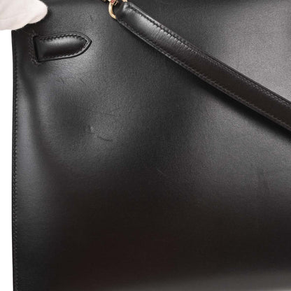 Hermes Black Box Calf Kelly 32 Sellier Handbag