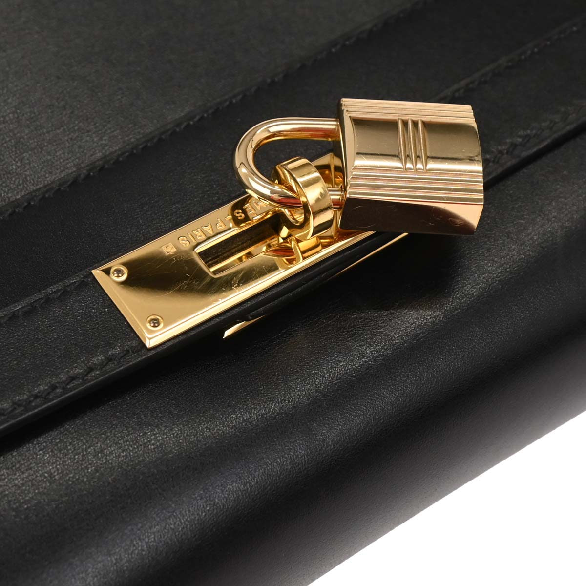 Hermes Black Box Calf Kelly 32 Sellier Handbag