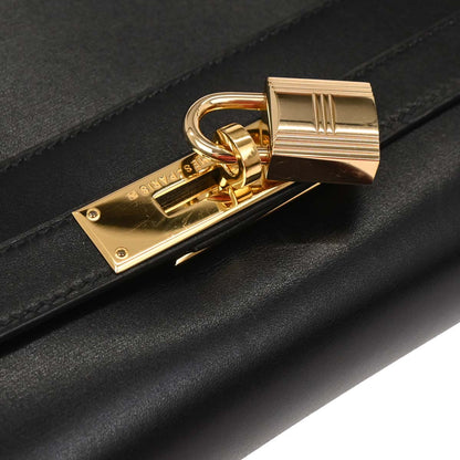 Hermes Black Box Calf Kelly 32 Sellier Handbag